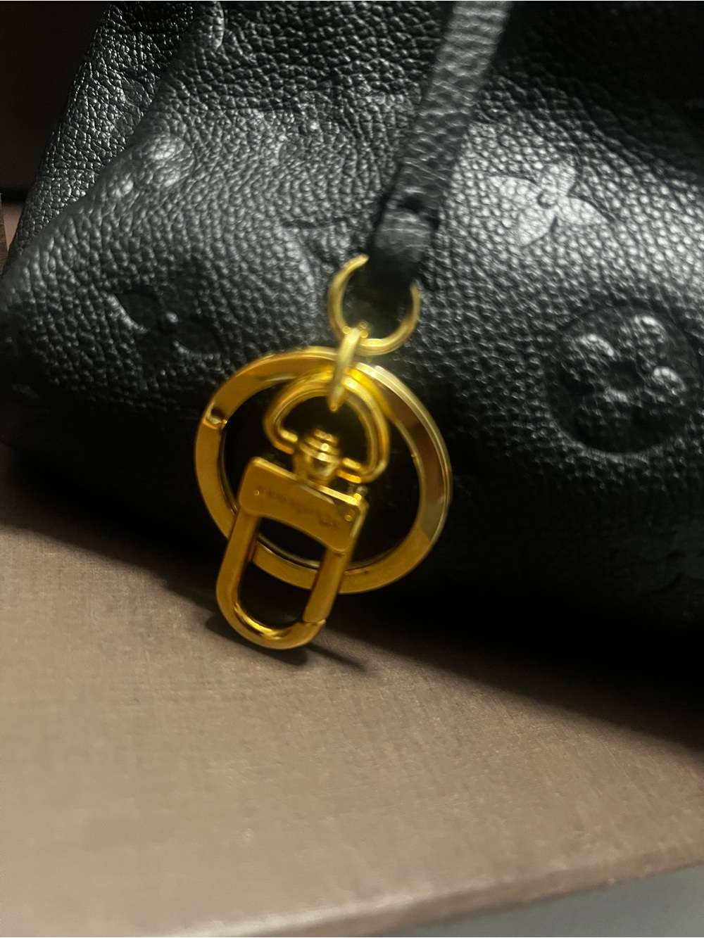 Louis Vuitton Black Monogram-Embossed Leather Shoulder Bag with Gold Hardware - Picture 7 of 16